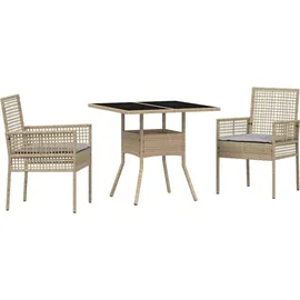 vidaXL 3-tlg. Garten-essgruppe Beige Poly Rattan Vidaxl821844