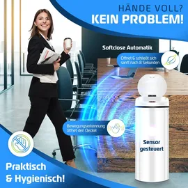 Kesser KESSER® Automatik Sensor Mülleimer Abfalleimer Abfall EDELSTAHL Papierkorb