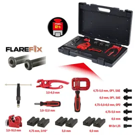 KS Tools FLAREFIX 1 Universal-Bremsleitungs-Bördelgerät-Satz mit Hydraulik-Spindel, 16-tlg.