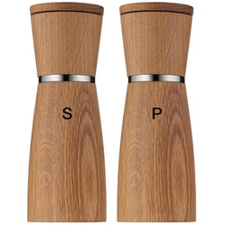 WMF Gewürzmühle Ceramill Nature, (2 Stück), Holz Keramikmahlwerk, Mühle für Salz, Pfeffer braun