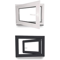 Kellerfenster - Kunststofffenster - Fenster - 3 fach Verglasung - innen Weiß/außen anthrazit - BxH: 1100 mm x 550 mm - DIN Links