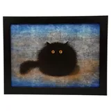 Fabulous Felines Oreo Katzen-gepolstertes Knietablett, Laptop-Tablett für Bett mit Kissen, Knietablett für Sofa, Knietablett zum Essen, handgefertigter Holzrahmen (43 x 32,5 cm)