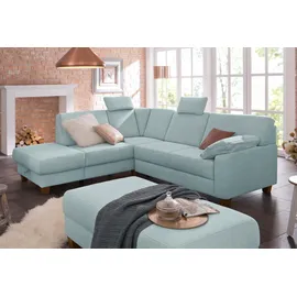 Home Affaire Ecksofa HOME AFFAIRE "Belfort L-Form", blau (aqua), B:243cm H:88cm T:91cm, Struktur fein ( 100% Polyester);Luxus-Microfaser ALTARA NUBUCK (100% Polyester);Luxus-Microfaser Vintageoptik(100% Polyester), Sofas, Ecksofa, mit Federkern, wahlweise mit