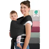 Laleni Tragetuch Baby neugeboren bis 15 kg aus weicher Baumwolle - Babytrage Neugeborene ab Geburt - OEKO-TEX zertifiziertes Tragetuch Kleinkind - Wickeltuch Baby mit 5,10 m Länge - Trage in Schwarz