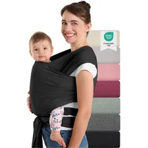 Laleni Tragetuch Baby neugeboren bis 15 kg aus weicher Baumwolle - Babytrage Neugeborene ab Geburt - OEKO-TEX zertifiziertes Tragetuch Kleinkind - Wickeltuch Baby mit 5,10 m Länge - Trage in Schwarz