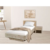 Casamia Holzbett Zirbenholzbett Schwebebett Zirbenbett Bett Mia 2 Zirbe massiv beige 98 cm x 210 cm x 90 cm