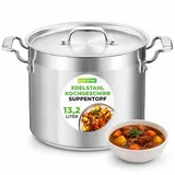 NutriChef Edelstahl Kochtopf 13,2L Suppentopf mit Deckel