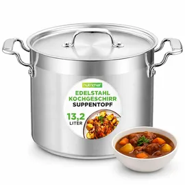 NutriChef Edelstahl Kochtopf 13,2L Suppentopf mit Deckel