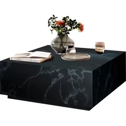 Couchtisch SALESFEVER "Almería Beistelltisch in Schwebe-Optik", schwarz (schwarz marmoroptik), B:90cm H:35cm T:90cm, Tische, quadratisch 90x90 cm, in Marmoroptik foliert