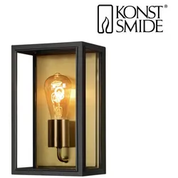 Konstsmide Wandleuchte CARPI MIDDLE, E27, IP44, Glas klar, schwarz/Messing KON-7347-758