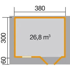 Weka Kempten 3,80 x 3,00 m natur inkl. Vordach 60 cm 45 mm
