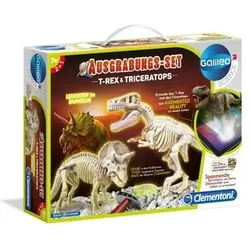 CLEMENTONI 69408 Galileo - Ausgrabungsset T-Rex und Triceratops fluoreszierend