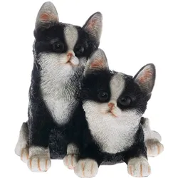 Dekofigur "Katzenkinder", schwarz (schwarz, weiß), B:19cm H:17cm T:18cm, Polyresin (Kunststein), MYFLAIR MÖBEL & ACCESSOIRES, Dekofiguren, gelb/weiß getigert, Wohnzimmer