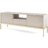 Selsey Vellore, - TV-Lowboard 2-türig mit Gold Details, Geriffelte