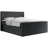 MKS Boxspringbett, KING DOREN 160/200 Dunkelgrau Struktur - H4