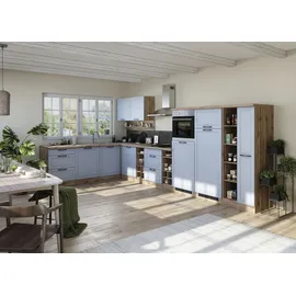 kochstation Winkelküche L-Form 240 cm blau