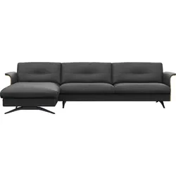 Ecksofa FLEXLUX "Glow, super bequem durch hochwertigem Sitzaufbau mit Federkern, L-Form", schwarz (deep schwarz), B:305cm H:81cm T:158cm, 100% Echteder, Sofas, Modernes skandinavisches Design