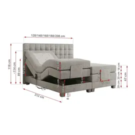 MKS Meble Boxspringbett 200 x 200 cm H3 Hellgrau