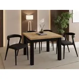 Quadratischer Esstisch Ausziehbar 90 bis 290 cm – Verlängerbar, für 4-14 Personen mit Schwarzen Holzbeinen – Tisch für Wohnzimmer & Esszimme... - Braun