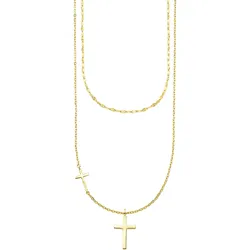 Kette mit Anhänger »Schmuck Geschenk Silber 925 Layerkette mit Kreuzanhänger«, 59763413-0 gelbgoldfarben