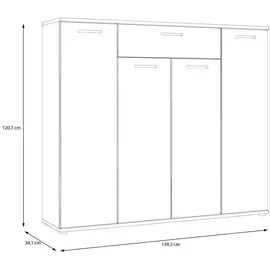Kombikommode 139,3 x 120,7 x 34,1 cm Beige