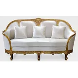 Casa Padrino Luxus Barock Wohnzimmer Sofa Weiß / Gold - Edles Handgefertigtes Antik Stil Sofa - Barock Wohnzimmer Möbel