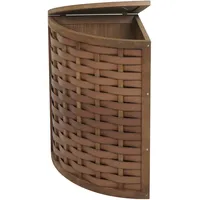 Mendler Eck-Wäschekorb HWC-H87, Wäschebox Wäschesammler Wäschebehälter Wäschesortierer, Holz 70L 66x53x38cm - braun