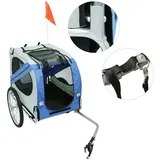 JEOBEST Fahrradhundeanhänger Hundeanhänger, Haustier Fahrradanhänger, Faltbarer – mit Signalwimpel und Anhängerkupplung, bis zu 20 kg blau