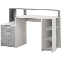 FMD Schreibtisch Bolton Computertisch holz, weiß/beton, maße 138,5 x 92 x 92.0 cm (BHT)