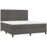 vidaXL Boxspringbett mit Matratze & LED Dunkelgrau 160x200 cm Samt