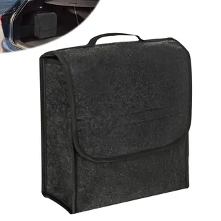 PRITOK Kofferraumtasche Auto Organizer Toolbag: 30x17x29 cm Kofferraum Organizer aus Filz mit Tragegriff, Aufbewahrungsbox Auto, Kfz Kofferraum Organizer für Werkzeug & Autopflege (Schwarz)
