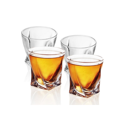 Intirilife Whiskyglas, Glas, 4x Whisky Glas in KRISTALL KLAR 'TWISTED' - Old Fashioned Whiskey Kristallglas beige