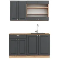 Vicco Küchenzeile Fame-Line 140 cm Anthrazit Eiche