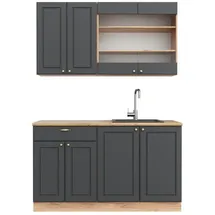 Vicco Küchenzeile Fame-Line 140 cm Anthrazit Eiche
