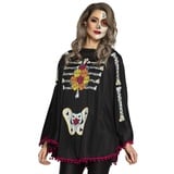 Boland 79185 - Poncho Day of The Dead, Mehrfarbig, Halloween, Karneval, Themenparty, Mottoparty, Dia de los Muertos