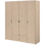 furn.design Kleiderschrank Eiche, Nachbildung,Eiche, 6 Fächer, 2 Schubladen, Rechteckig, 160x185x51 cm, Schlafzimmer, Kleiderschränke, Drehtürenschränke