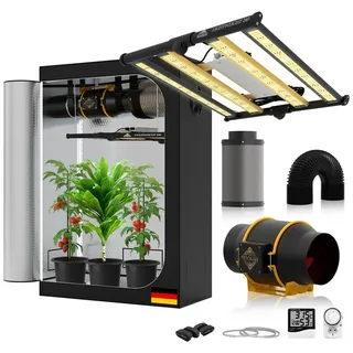THE HOOKAH Gewächshaus Growbox Growzelt 120x60x180 Komplettset 240W LED KIT GROW komplett SET
