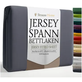 strauss home Spannbettlaken Jersey 90 x 200 - 100 x 200 cm Anthrazit