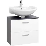 Waschbeckenunterschrank WELLTIME "Texas", grau (weiß, anthrazit), B:60cm H:54cm T:35cm, MDF, Spanplatte, Schränke, Waschbeckenunterschrank, Breite 60 cm, mit Auszug und Klappe