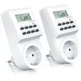 Bearware Zeitschaltuhr, digital, 2-St., Zeitschaltuhr mit 1,5" LCD-Display 8 konfigurierbare Schaltprogramme weiß