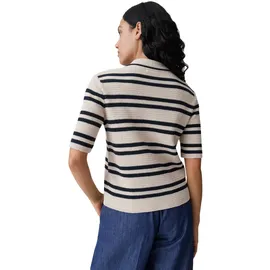 Opus Gestreifter Strickcardigan in Häkeloptik Beige 38