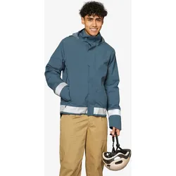 Fahrrad-Regenjacke City 540 warm Sichtbarkeit bei Nacht Herren blau/grau wirbelsturmblau|Cappuccino-Beige 2XL