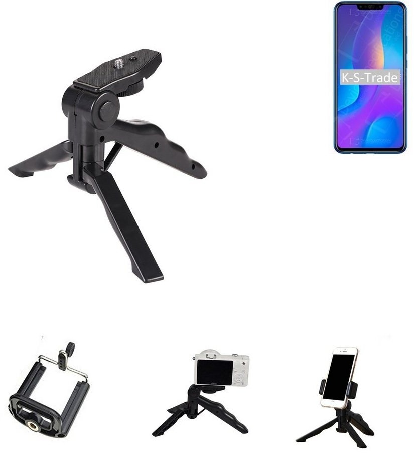 K-S-Trade für Huawei nova 3i Smartphone-Halterung, (Stativ Tisch-Ständer Dreibein Handy-Stativ Ständer Mini-Stativ) schwarz
