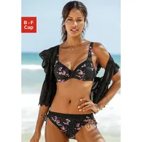 LASCANA Bügel-Bikini, mit geblümtem Print, schwarz