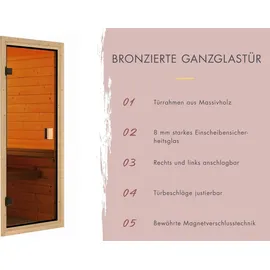 Karibu bronzierte Ganzglastür für 38/40 mm Kabinen