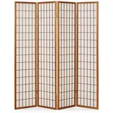 Homestyle4u Paravent Raumteiler 4 teilig Trennwand Shoji Faltbar Braun - Gr.: onesize