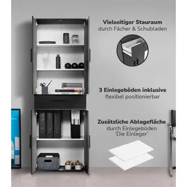 mokebo Mehrzweckschrank 60 x 180 x 34 cm Schwarz