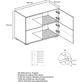 Vladon Rova 92,5 x 84,5 x 35 cm Gelb / Creme Hochglanz