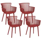 Kunststoffstühle rot 4er Set für den Innen- und Außenbereich geeignet Pesaro