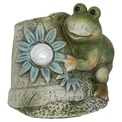 HGD Frosch aus Keramik mit LED-Solar-Licht